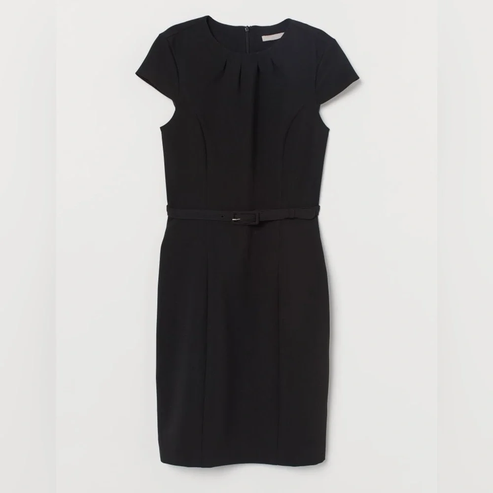 Women's H&M Black Dress with Belt EUC - Picture 1 of 3